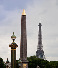 Image showing Cleopatra Needle and Eiffel tower