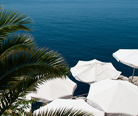 Image showing Umbrellas shade restaurant