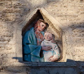 Image showing Old carving in wall of Tallinn