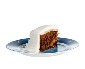 Image showing Slice of traditional xmas cake