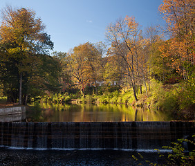 Image showing Reflection of fall leaves