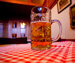 Image showing Liter glass of beer in hand