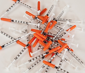 Image showing Pile of used syringes