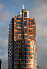 Image showing Red modern skyscraper