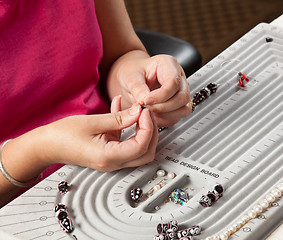 Image showing Making bead necklace