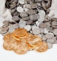 Image showing Bag of silver and gold coins