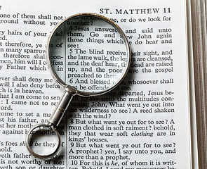 Image showing Antique brass magnifying glass