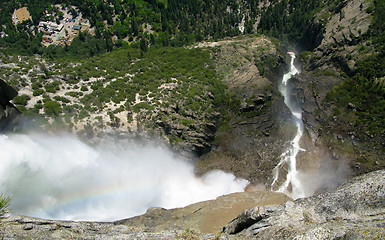 Image showing View from top of Yosemite Falls to the valley below