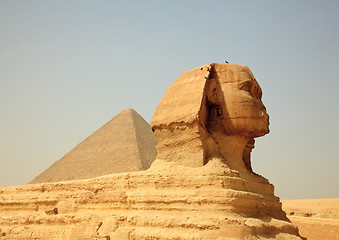 Image showing Sphinx and Giza Pyramids in Egypt