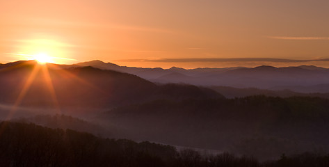 Image showing Sunrise over Smoky Mountains