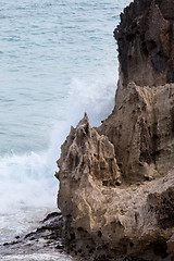 Image showing Rocky formations by sea on Kauai