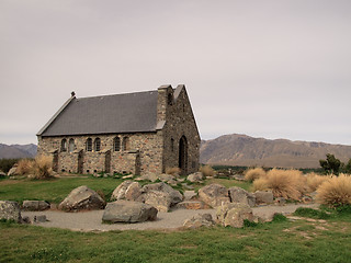 Image showing Old church besides Lake Tekapo