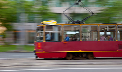 Image showing Tram rushing by