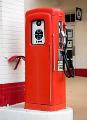 Image showing Old red gas pump