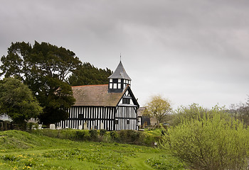 Image showing Melverley Church on stormy day