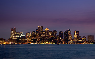 Image showing Panorama of Boston Skyline at night