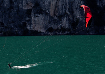 Image showing Parasurfing on Lake Garda