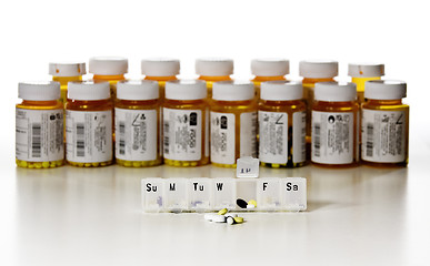 Image showing Horizontal drug bottles