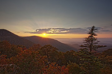 Image showing Sunset on Skyline Drive