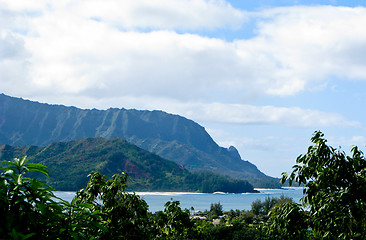 Image showing Na Pali coastline framed by trees