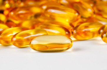 Image showing Close up of fish oil gel tablets