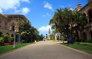 Image showing View down El Prado in Balboa Park