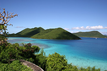 Image showing View of green islands of the coast of St John