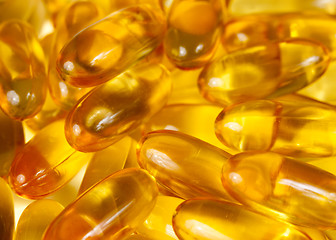 Image showing Close up of fish oil gel tablets