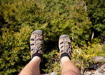 Image showing Hiker overlooking Shenandoah valley