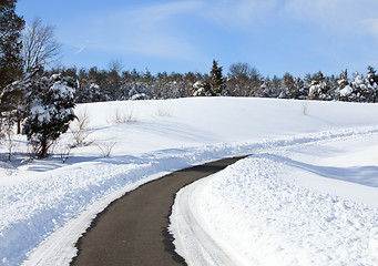 Image showing Empty road cleared of snow