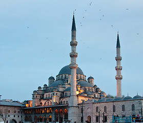 Image showing Yeni or New Mosque by Galata bridge in Istanbul