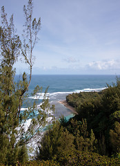 Image showing View of Ke'e beach from the Kalalau trail