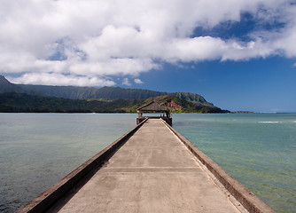 Image showing Pier at Hanalei Bay on Kauai