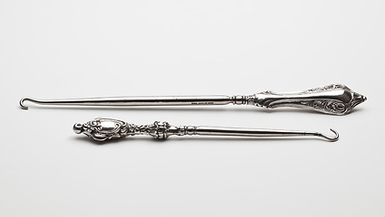 Image showing Antique silver boot button hooks