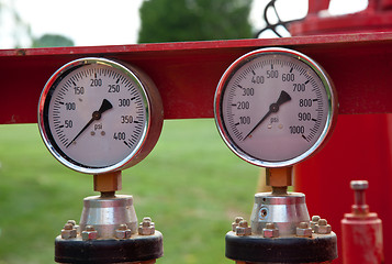 Image showing Pair of pressure gauges