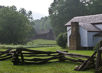 Image showing White framed farm buildings