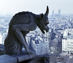 Image showing Gargoyle overlooking Paris