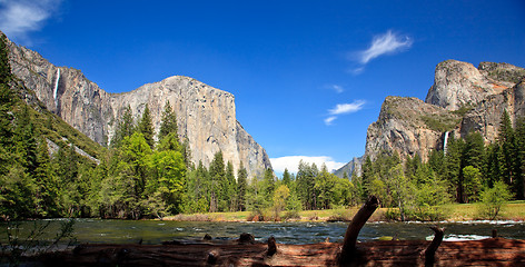 Image showing Log framing Yosemite Valley