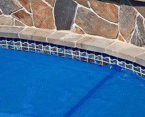 Image showing Blue solar pool cover