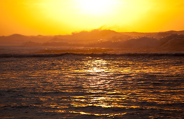 Image showing Orange sunset over Na Pali