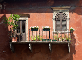 Image showing Old balcony in Verona