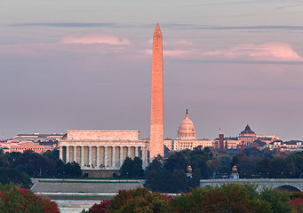 Image showing Sunset over Washington DC