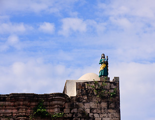 Image showing Painted statue on roof of Kopala church