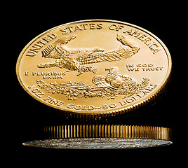 Image showing Macro image of gold eagle coin