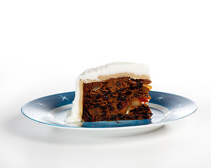 Image showing Slice of traditional xmas cake