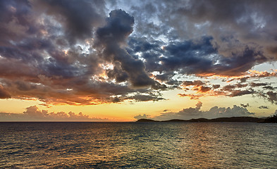 Image showing Sunset over the ocean