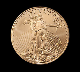 Image showing Close up of the Liberty side of a gold coin