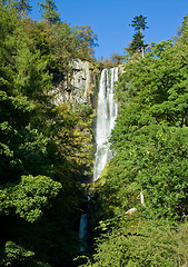 Image showing Vertical view of waterfall in Wales