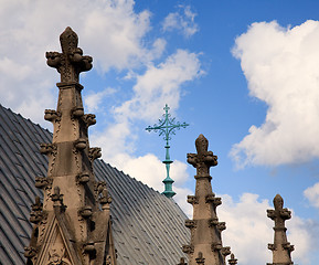 Image showing Exterior carvings of roof of cathedral