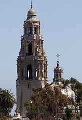 Image showing California Tower from Alcazar Gardens in Balboa Park